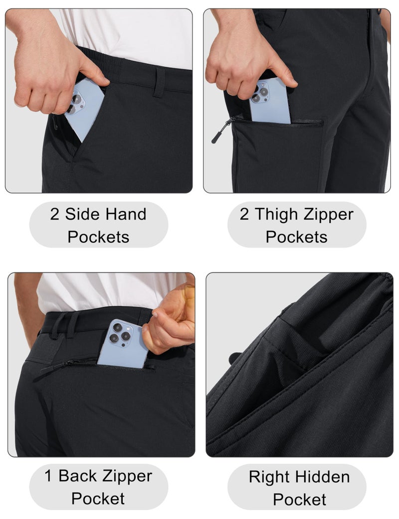 MAGCOMSEN Quick Dry Hiking Pants Men Waterproof Travel Pants Lightweight Stretch Utility for Fishing Safari Camping Black - Image 3